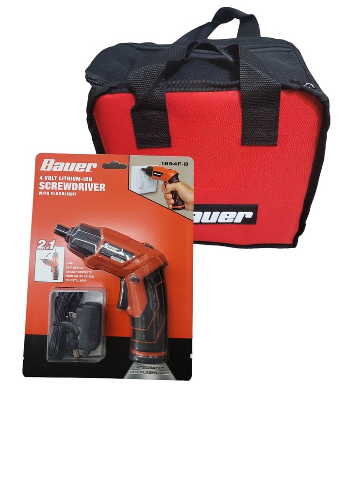 BAUER 4V Cordless 1/4 in. Screwdriver with Integrated Flashlight Kit