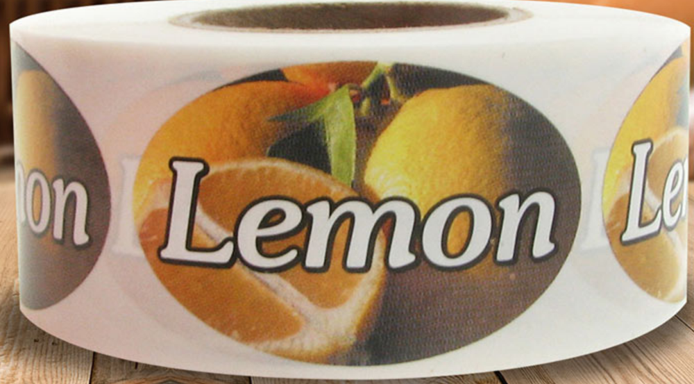 1.25" X 2" Lemon Labels 500 per Roll Great Stickers