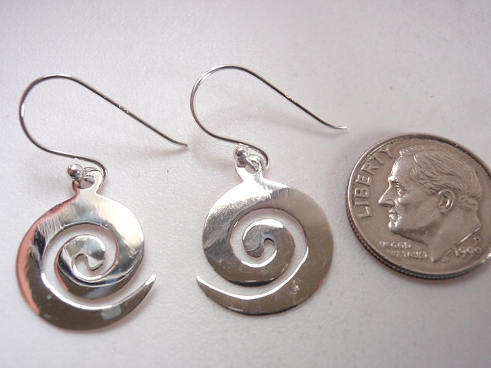 Thick Spiral 925 Sterling Silver Dangle Earrings