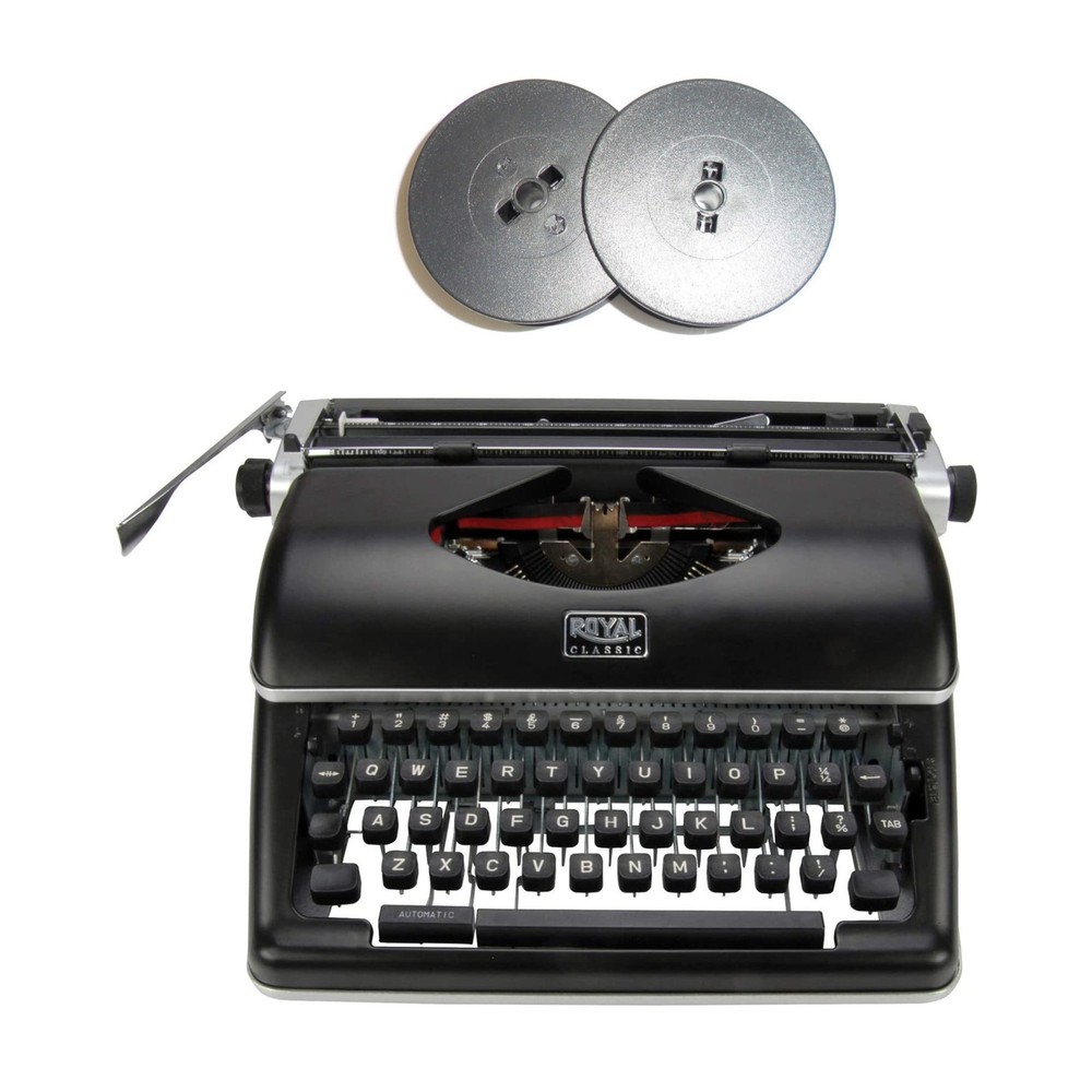 Royal Classic Manual Typewriter Black with Typewriter Ribbon Bundle