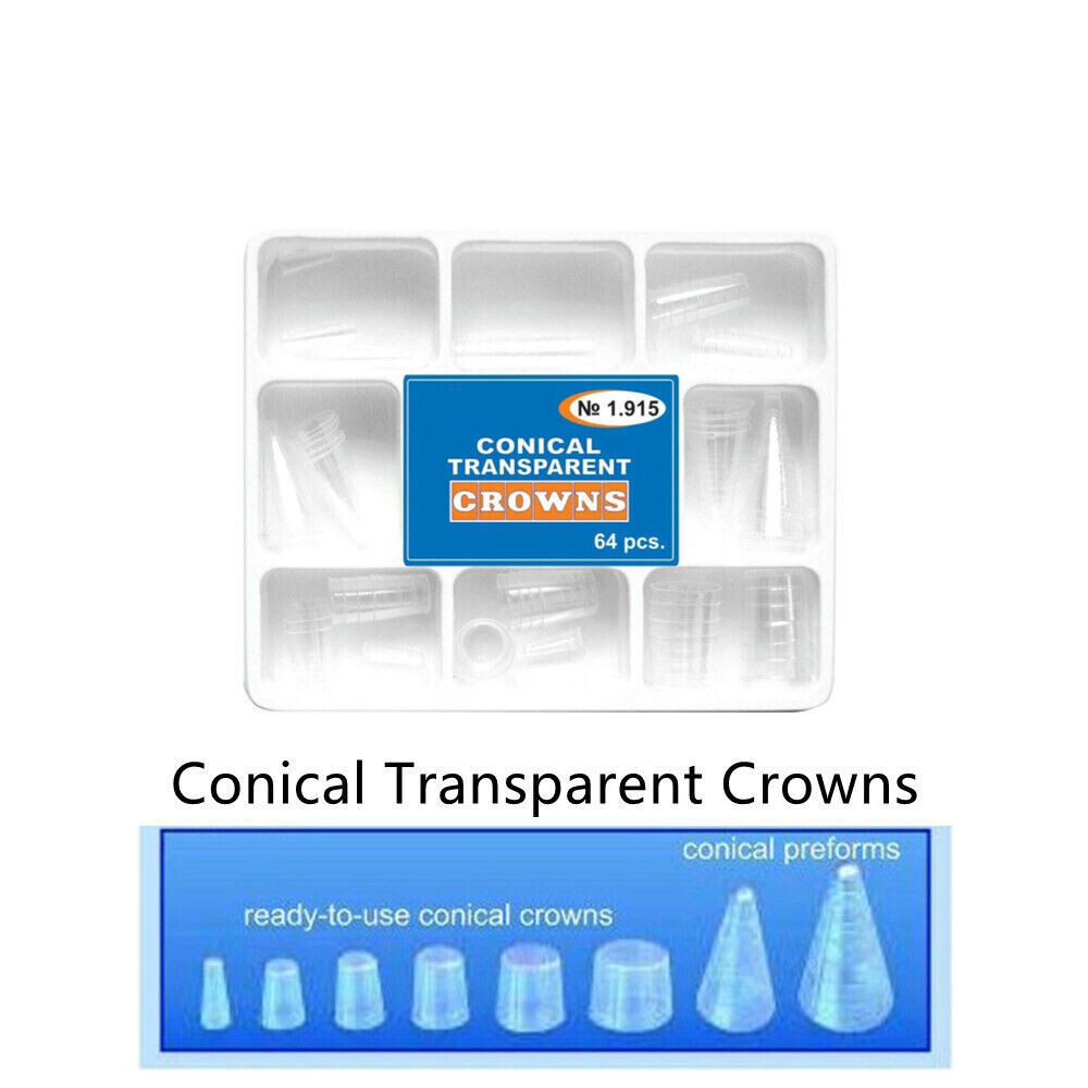 64 Pcs Dental Restoration Conical Transparent Crowns Preforms Matrices Matrix
