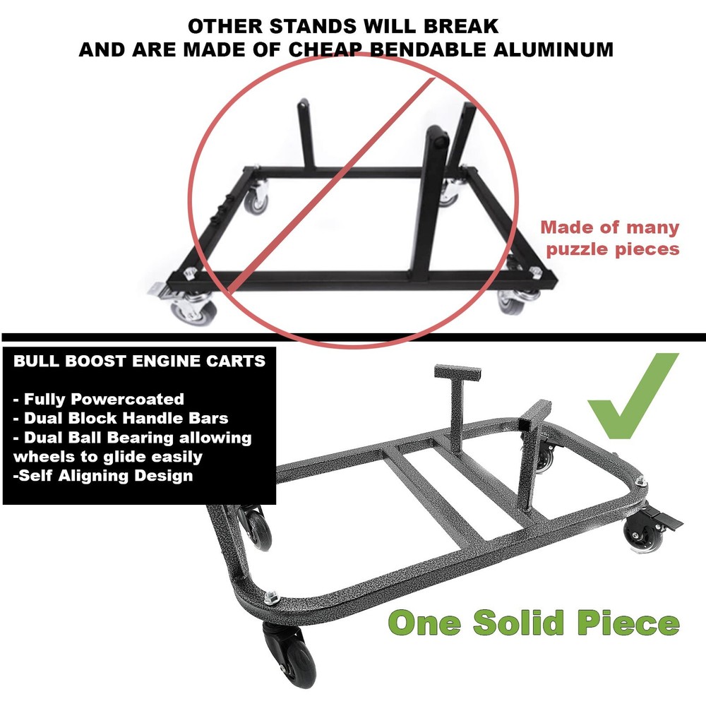 D Series D15 D16 D17 Engine Cradle Stand Cart Quick Block Handle Bars Casters US
