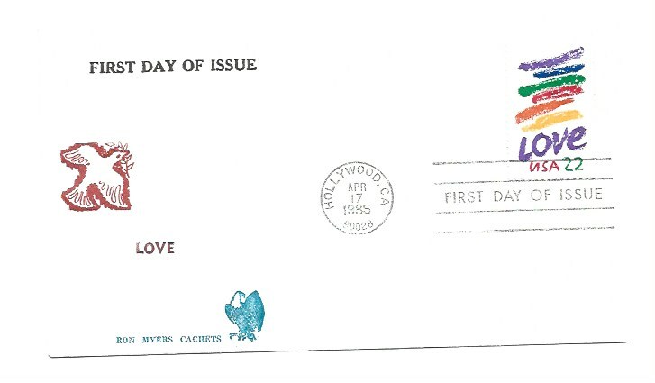 2143 Love 1985 Ron Myers Cachets FDC