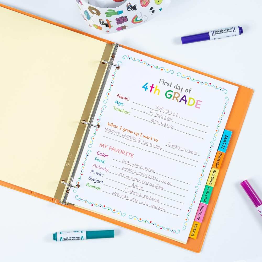 Insertable Dividers for 3 Ring Binders, 8 Tabs per Set, Multicolor Big Tabs, Buf