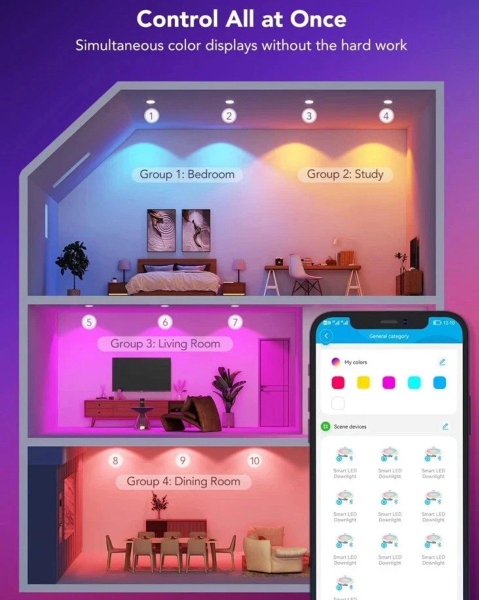 Govee Smart Recessed Lighting 4 Inch RGBWW Wi-Fi Bluetooth 4-Pack