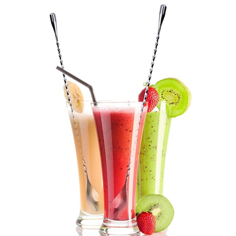 2pcs Anti-Rust Long Handle Mixing Spoons for Smooth Stirring