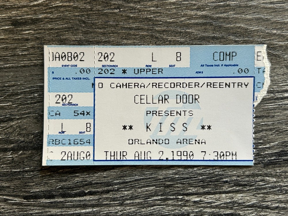 KISS TICKET STUB Orlando Florida 1990 Hot In The Shade Concert Tour Vintage Kiss
