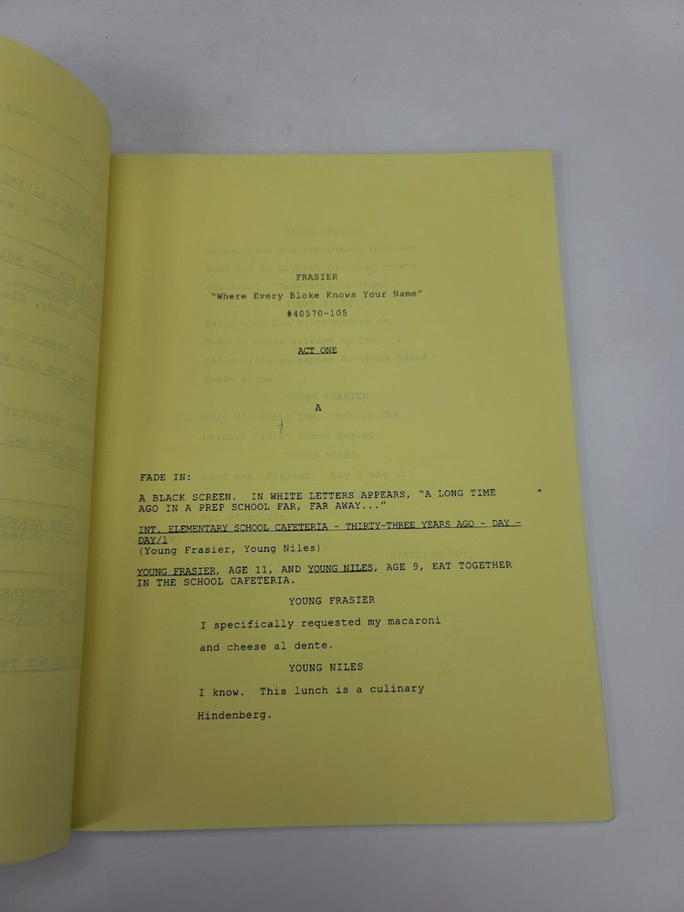 FRASIER / Rob Hanning 1997 TV Script, "Where Every Bloke Knows Your Name"