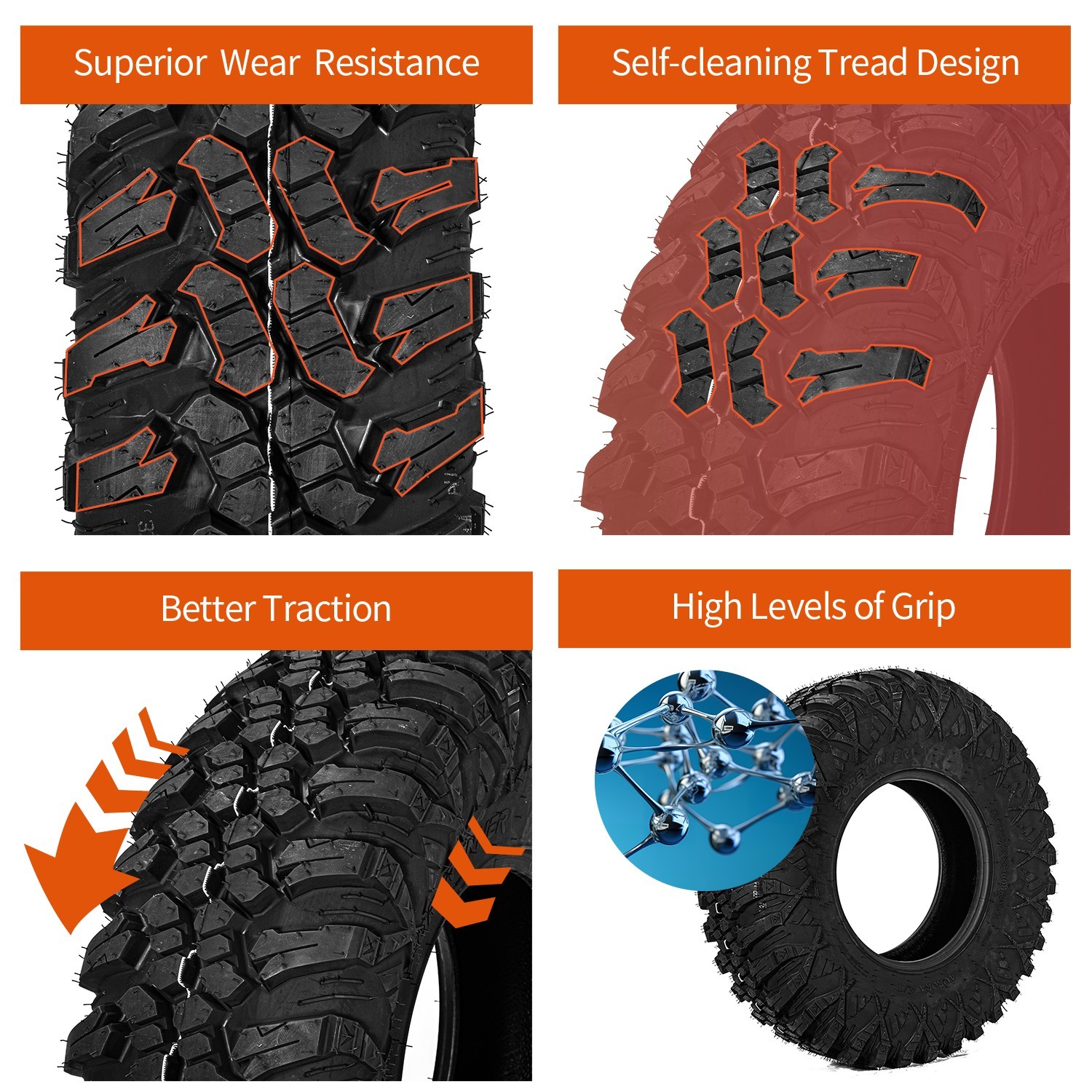 Full Set 32x10x15 ATV UTV Tires 32x10-15 8PR Radial 32 10 15 Mud All Terrain