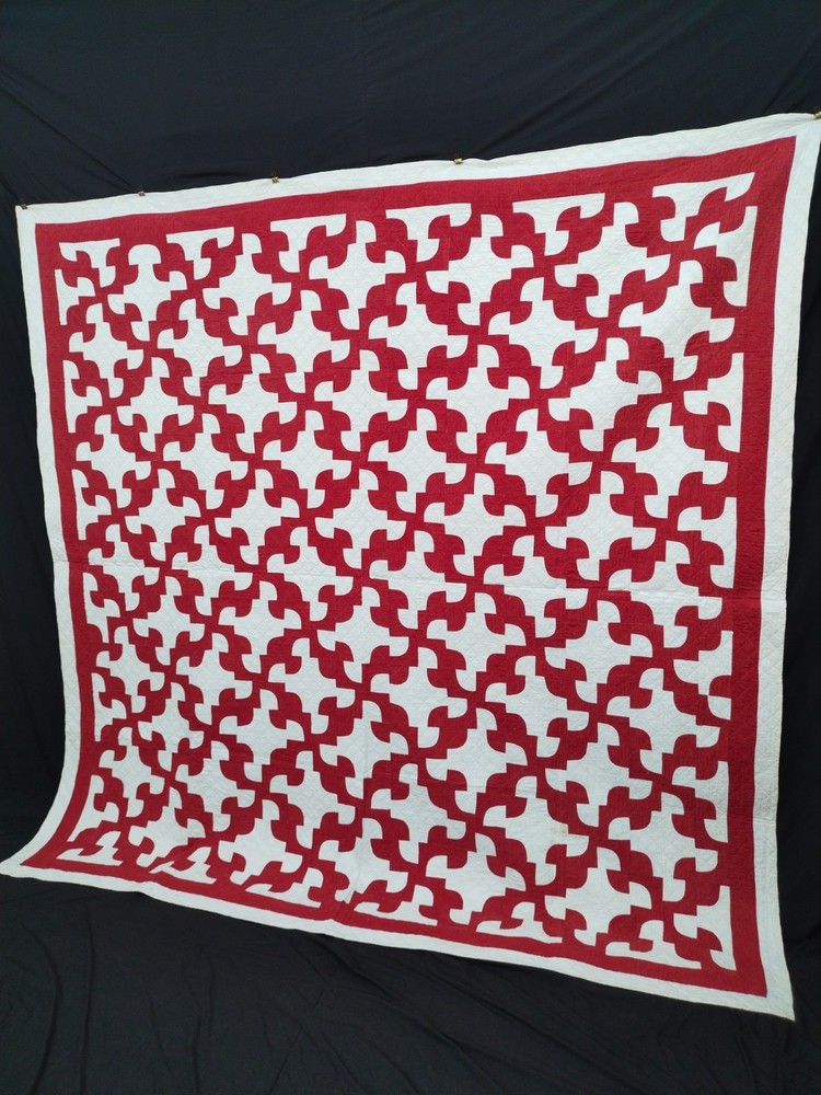 vintage hand Quilting patchwork drunkards path Quilt needlework Stitched A193