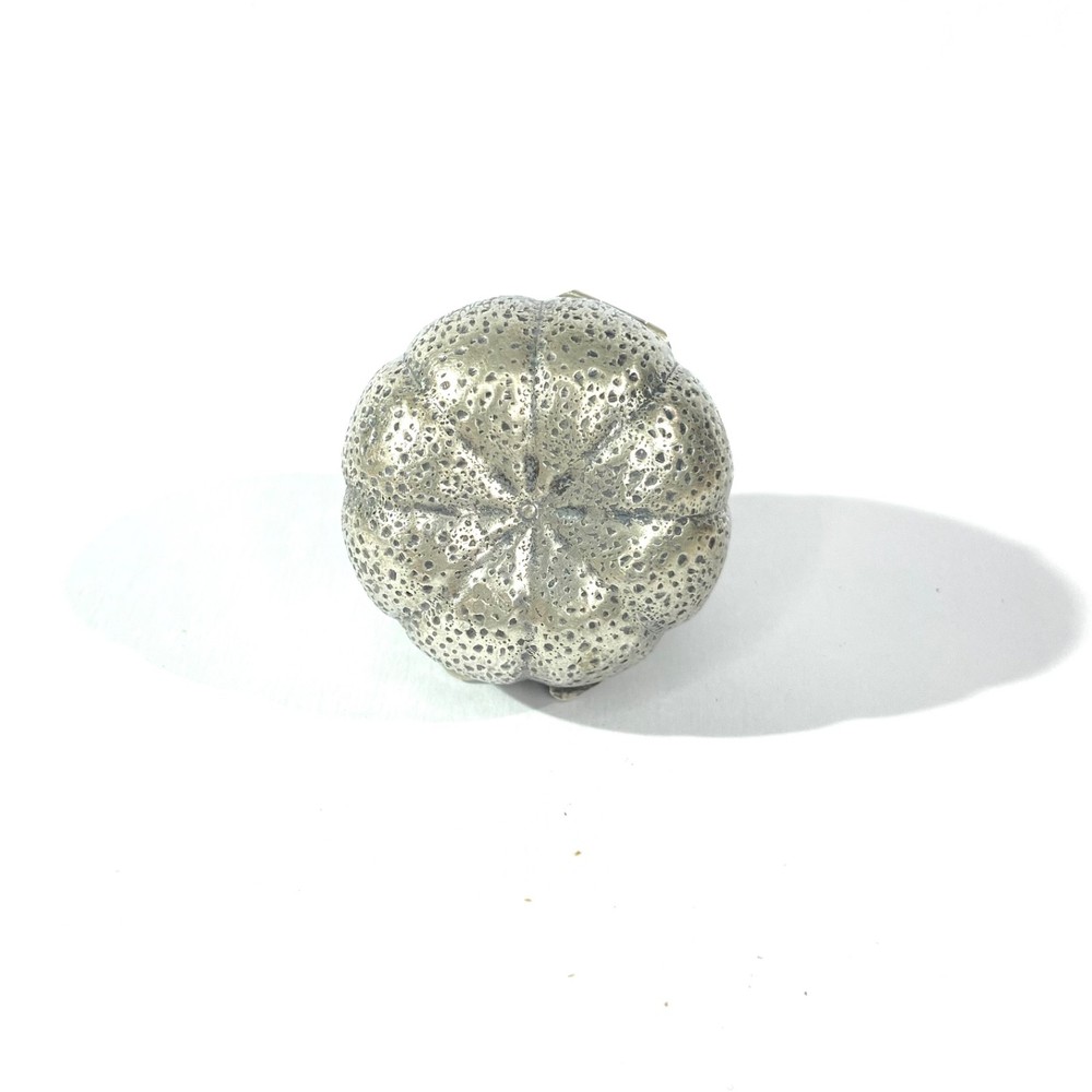 Vintage Italian Pumpkin shape Solid Silver Pill Box , hallmarked pillBox