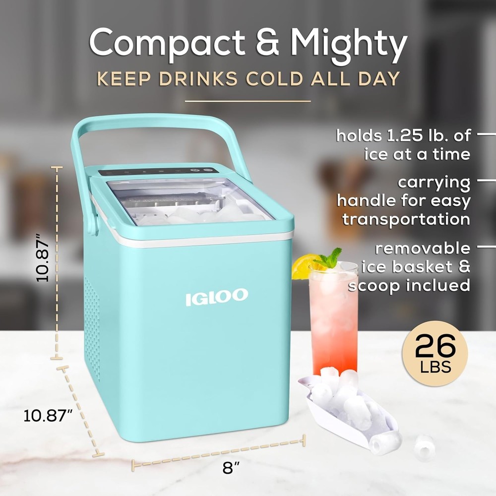 Automatic Self-Cleaning Portable Electric Countertop Ice Maker Machine with H...