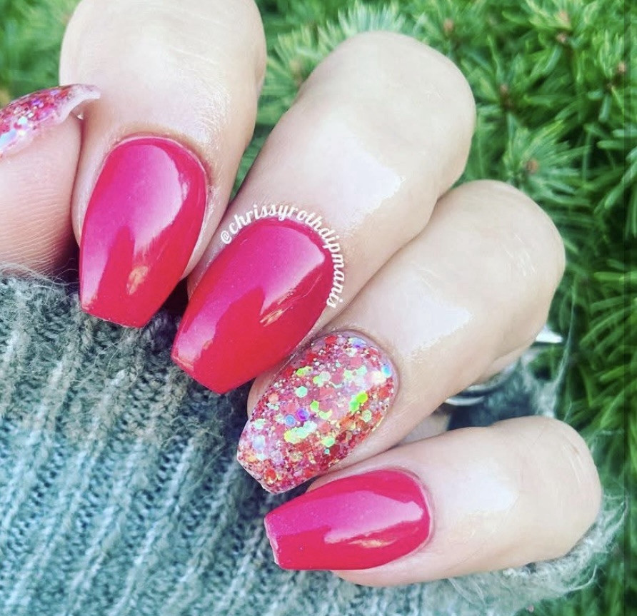 Sparkle & co Nail Dip Powder Candy Apple Solid Bright Red