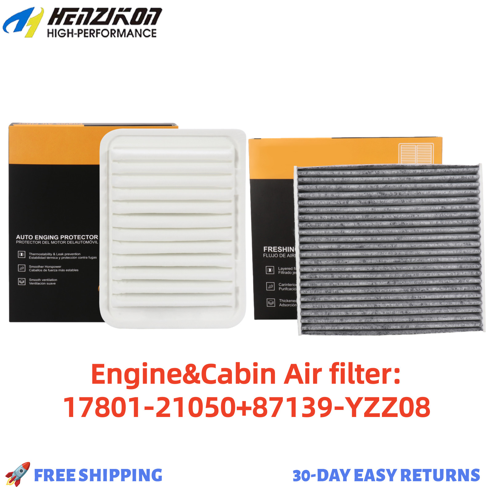 Engine & Cabin Air filter for Toyota Corolla 2009 2010-2019 L4 1.8L Mfg OE Spec