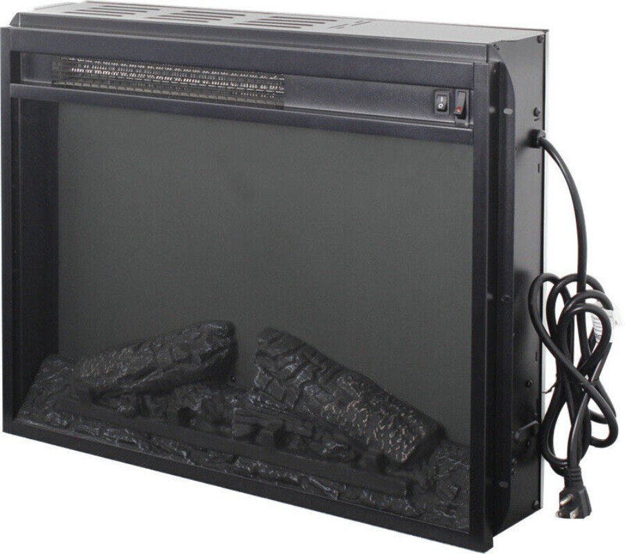 23" Insert Electric Fireplace 2-Button Operation with Log Set & Realistic Flame