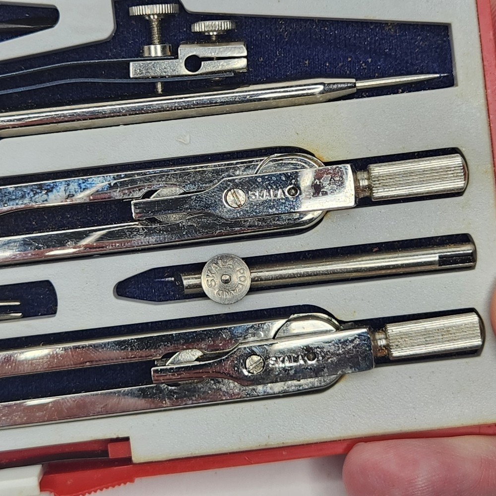 Vintage Skala PRECISION PTVb Technical Drafting Compass Set Made in Poland