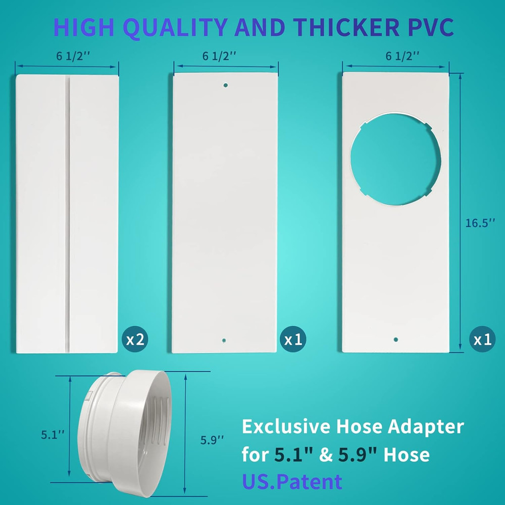 Portable AC Window Vent Kit - Complete Air Conditioner Window Kit, Adjustable PV