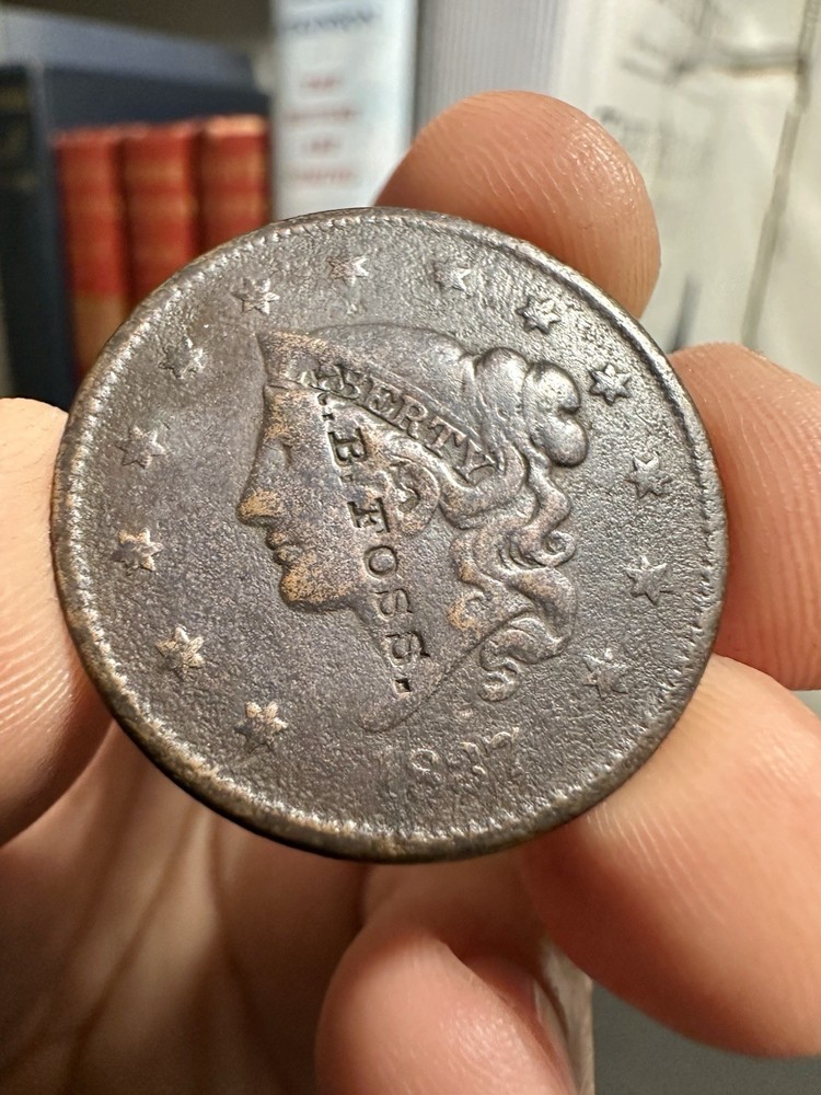 1837 Large Cent Counterstamp RB Foss