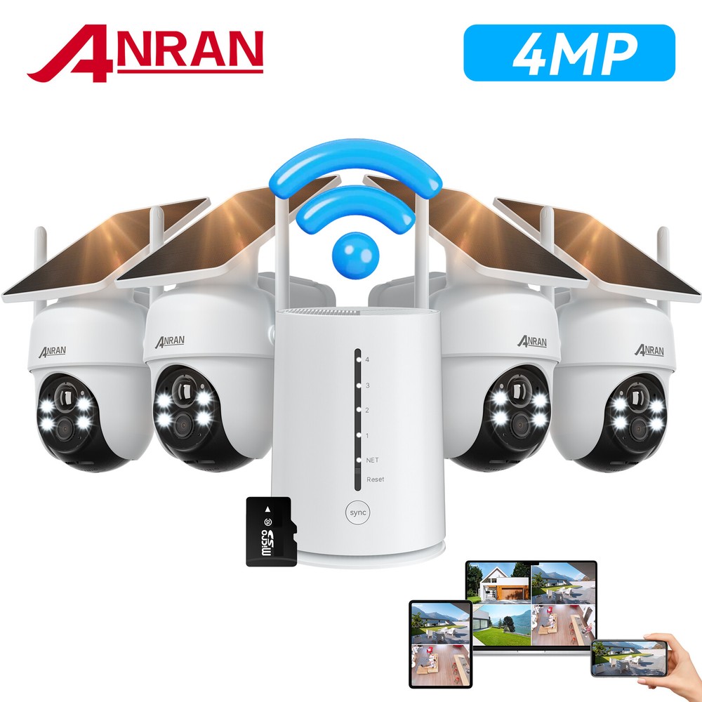 ANRAN Solar Security Camera System Wireless wifi Battery Powered 4MP Outdoor