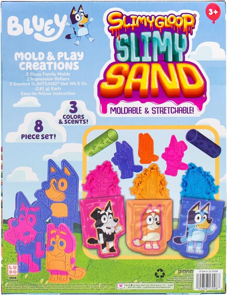 Horizon Group USA Bluey SLIMYGLOOP Slimy Sand Mold & Small, Medium,