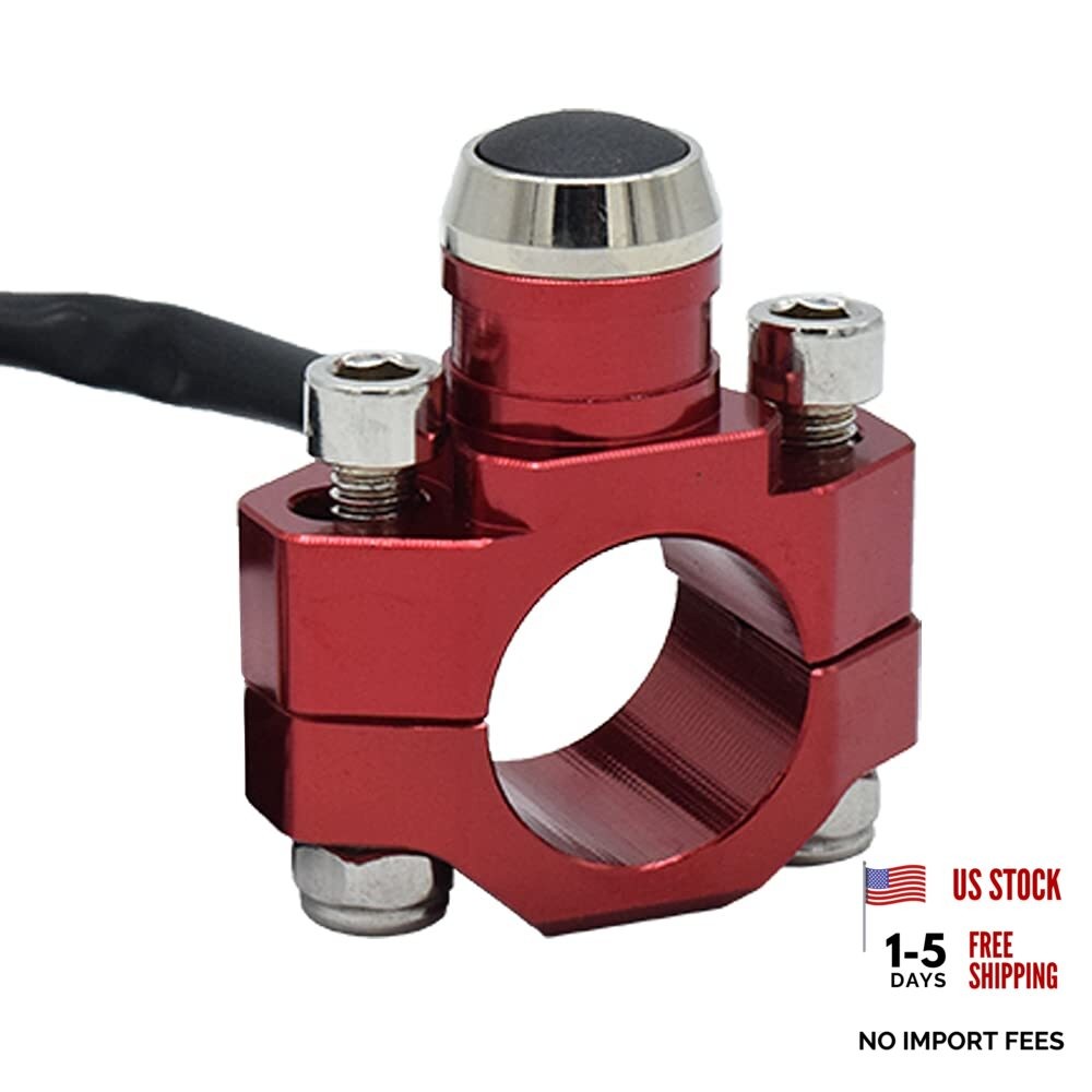 CNC Aluminum Motorcycle Handlebar Control Horn Start Switch Button Red 7/8"