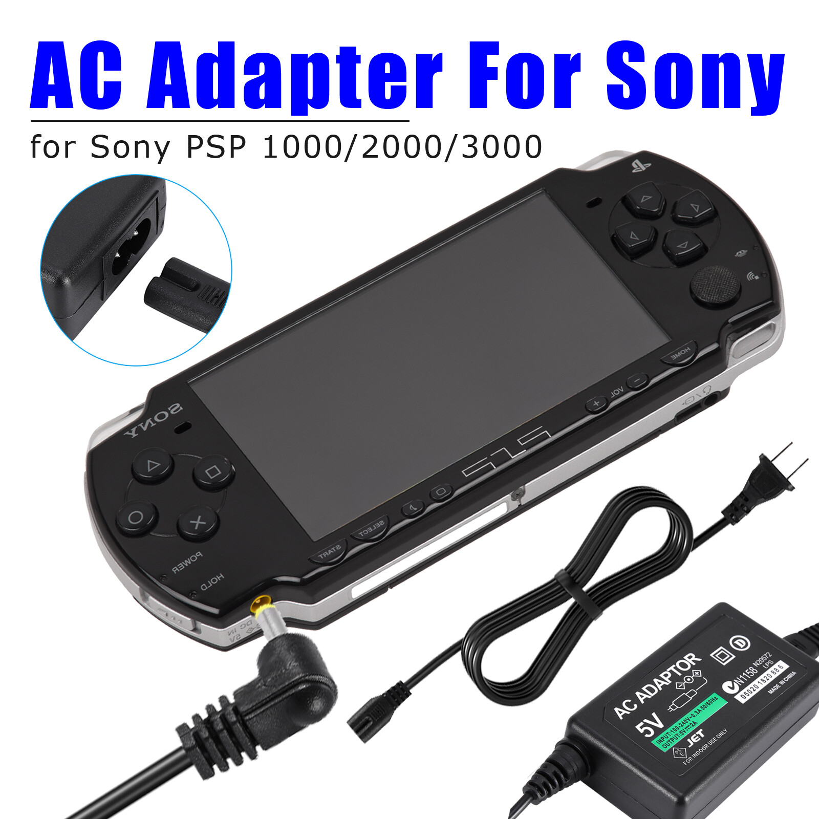 For Sony PSP PlayStation 1000 2000 3000, Cord Cable AC Adapter Brick Charger