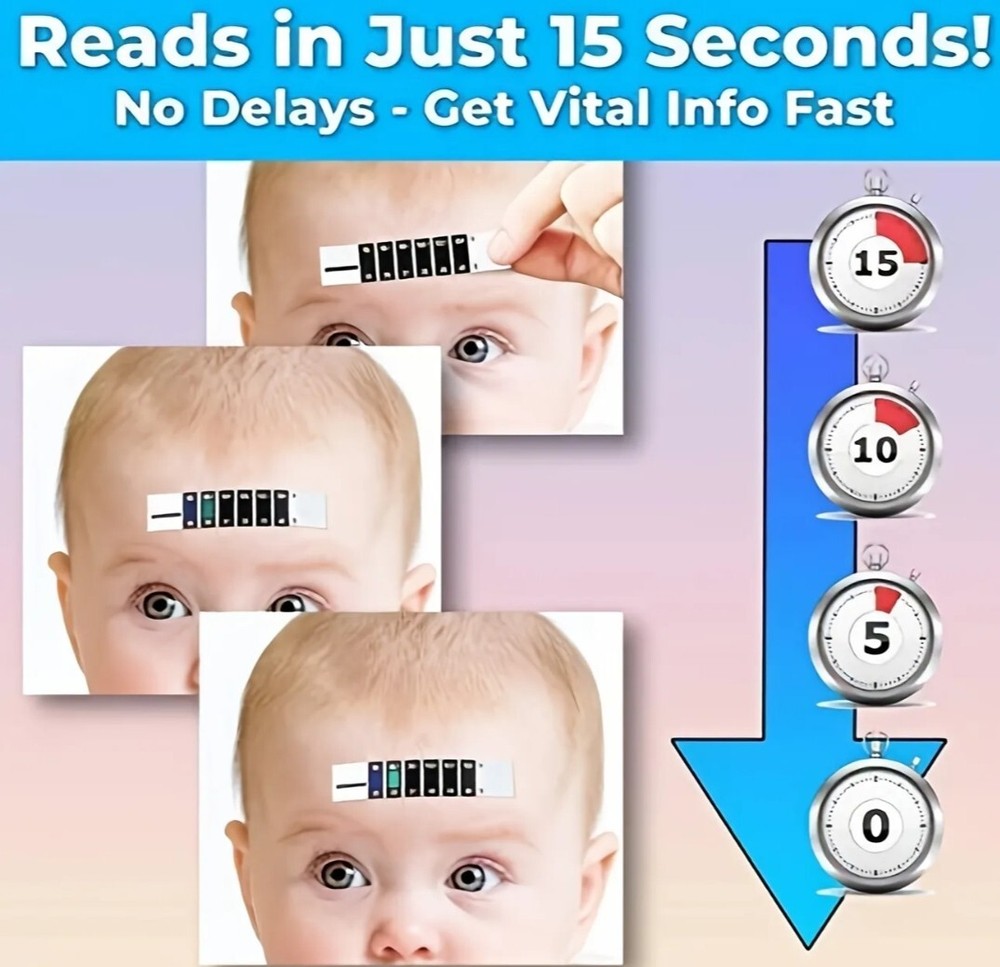 15s' Quick Read Forehead Thermometer Strips 2PCs,Great For Checking Fever...