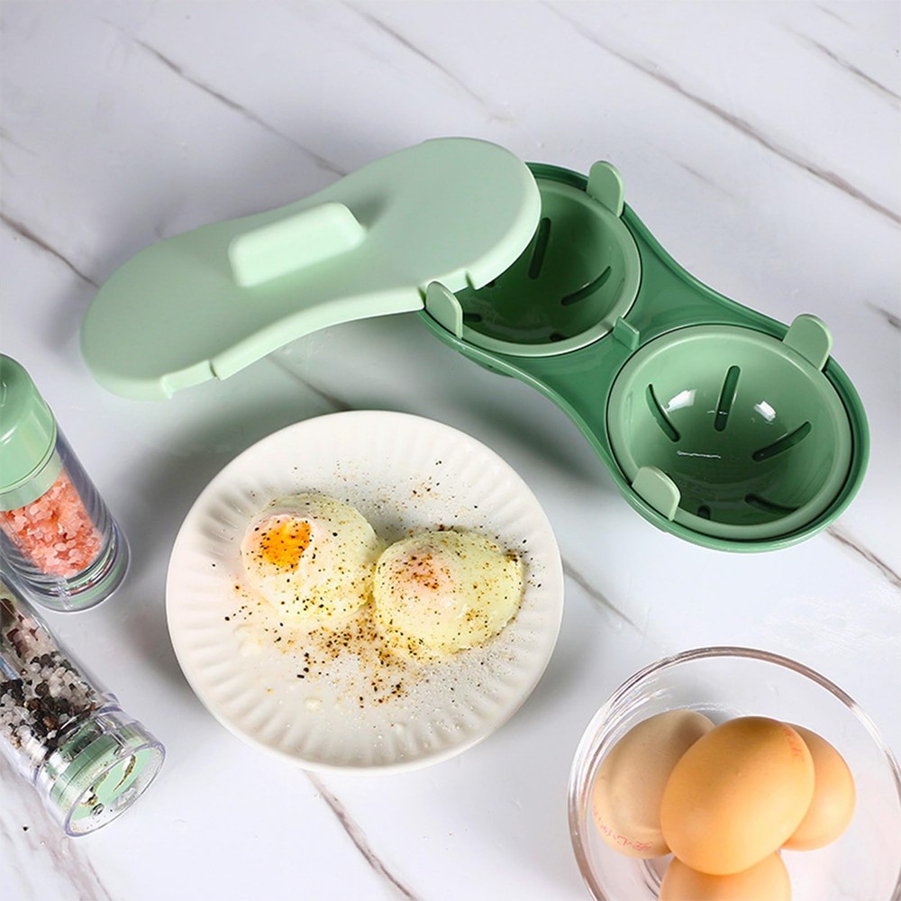 2 Cavity Microwave Egg Cooker, Breakfast Double Row Egg Cooker, Poached Egg C...