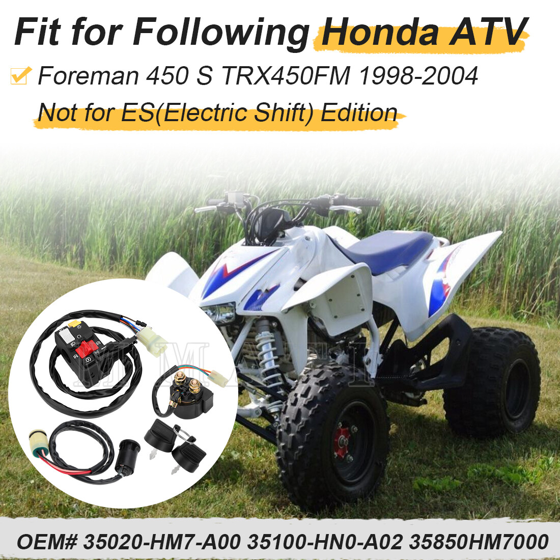 Handlebar Ignition Key Switch w/Relay for Honda Foreman 450 TRX450FM/450S 98-04