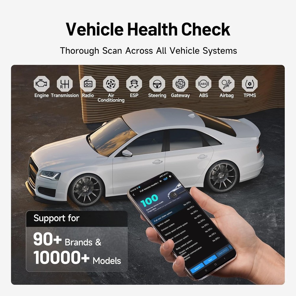 TOPDON Carpal-E Wireless OBD2 Scanner Scan Tool All System 6 Resets Battery Test
