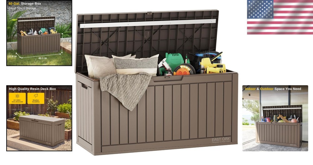 Modern 60 Gallon Waterproof Deck Box – Versatile Storage & Seating Solution