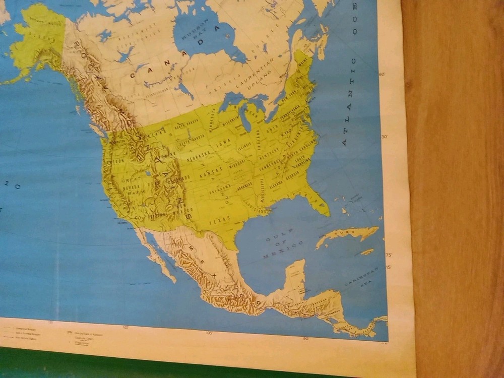 Vintage Pull Down School House Map