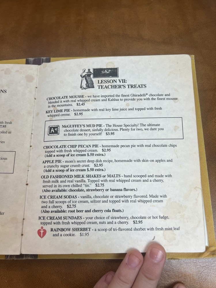 1994 McGuffey's Eclectic Eatery Restaurant Menu