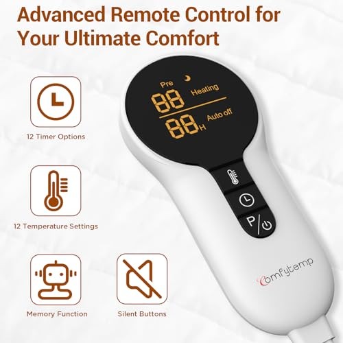 Heated Mattress Pad Twin Size, Foot Temp Diff Design & Preheat Function &