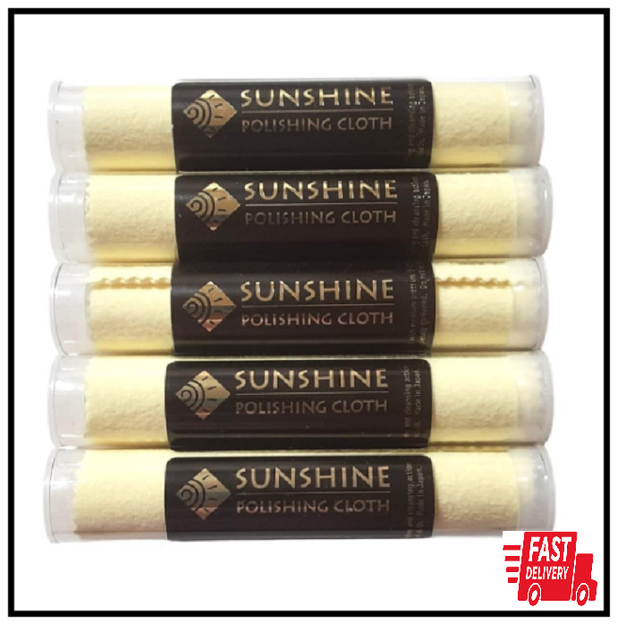 Sunshine 5 Polishing Cloths Jewelry Cleaner Tube Silver Brass Gold Copper