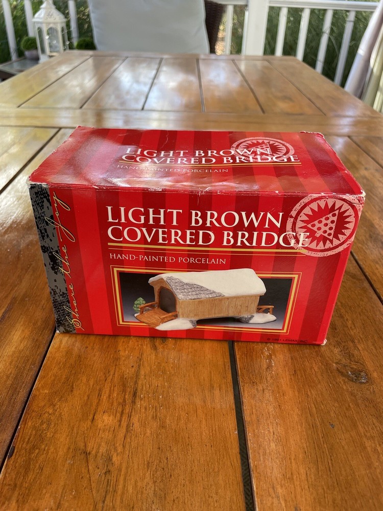Vintage Lemax Light Brown Covered Bridge For Village