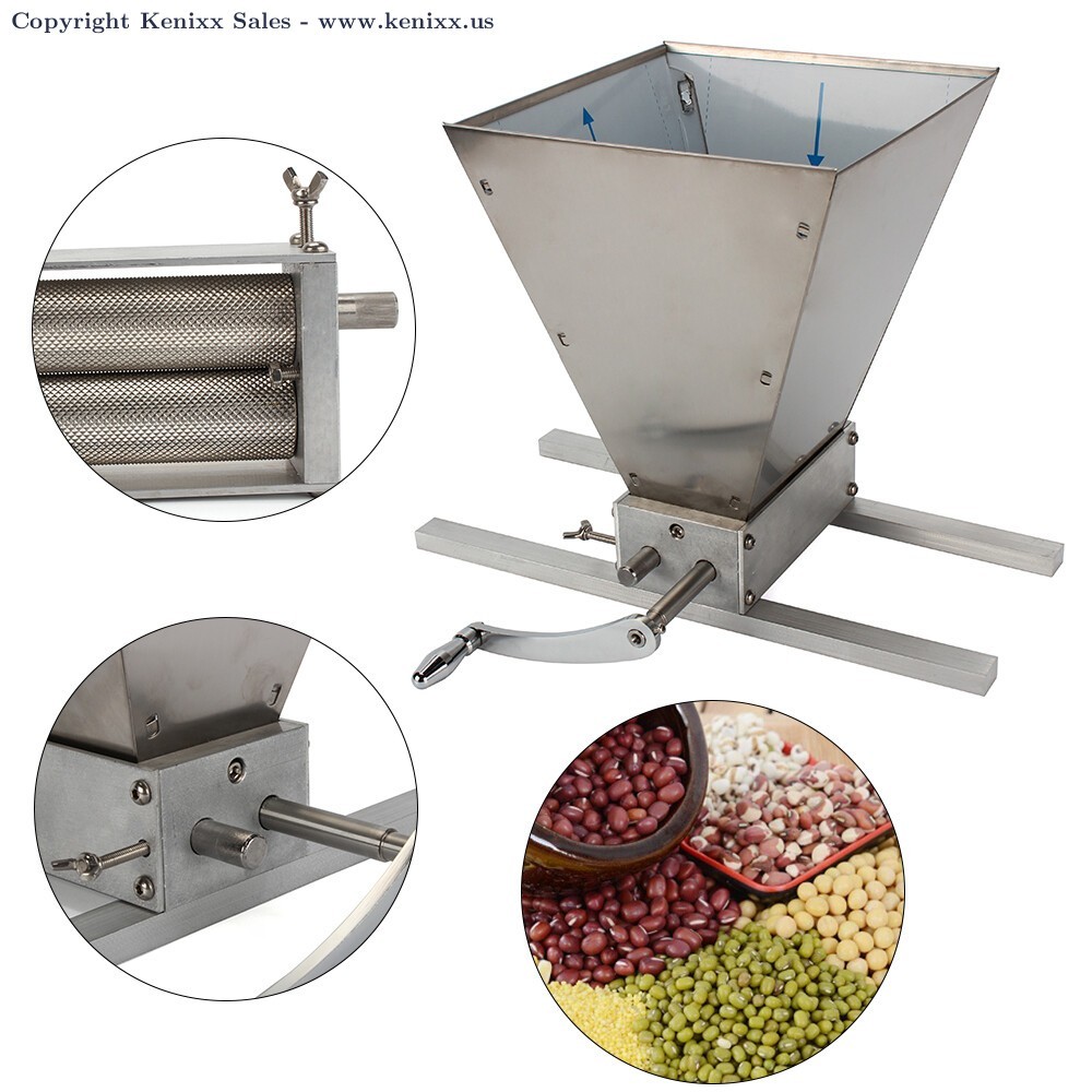 2 Rollers Malt Mill - Adjustable Grain Crusher for Home Brewing