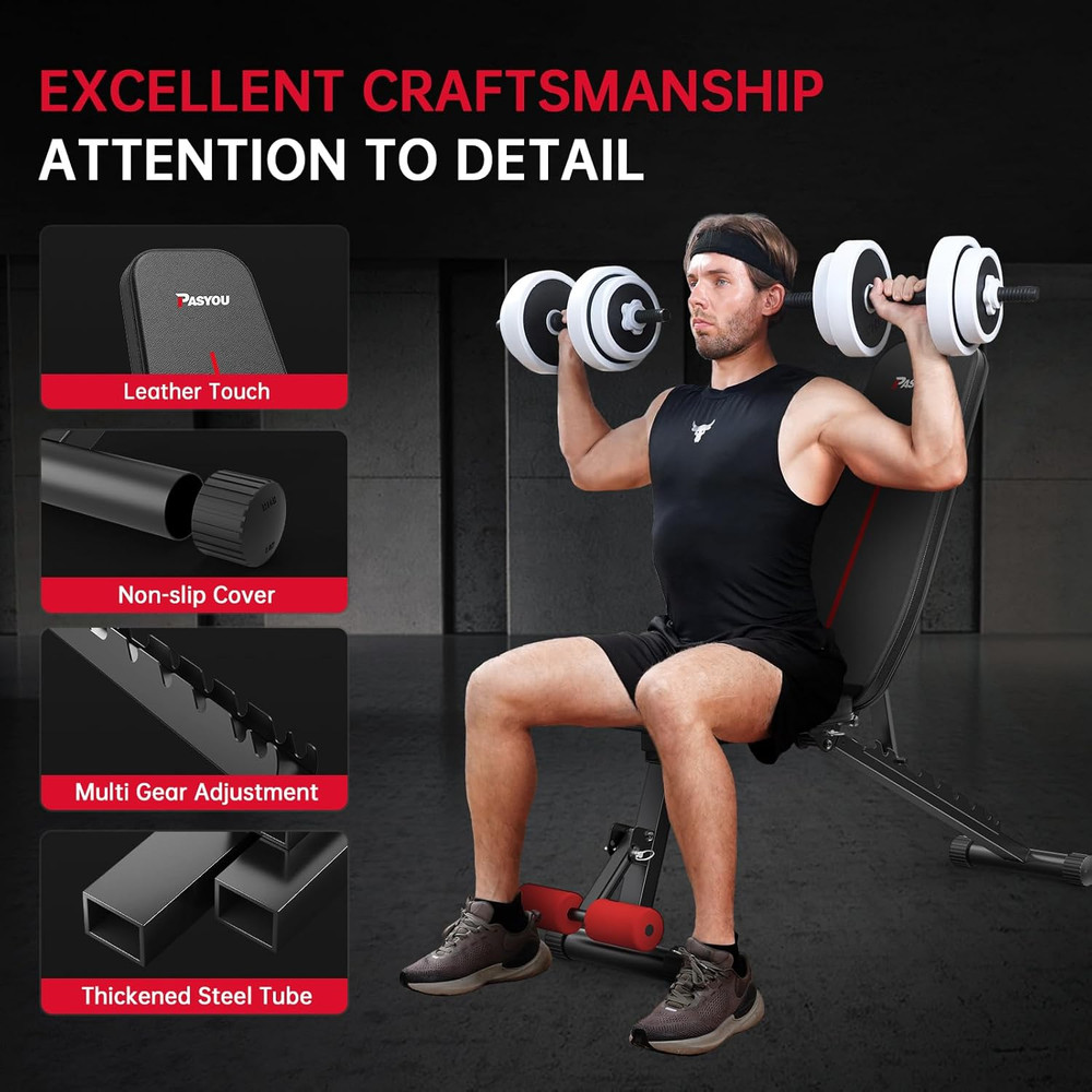 Adjustable Weight Bench for Home Gym, Foldable Workout Bench with Incline & Decl