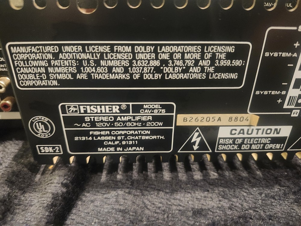 Fisher CAV-875 Integrated Stereo Amplifier TESTED WORKING