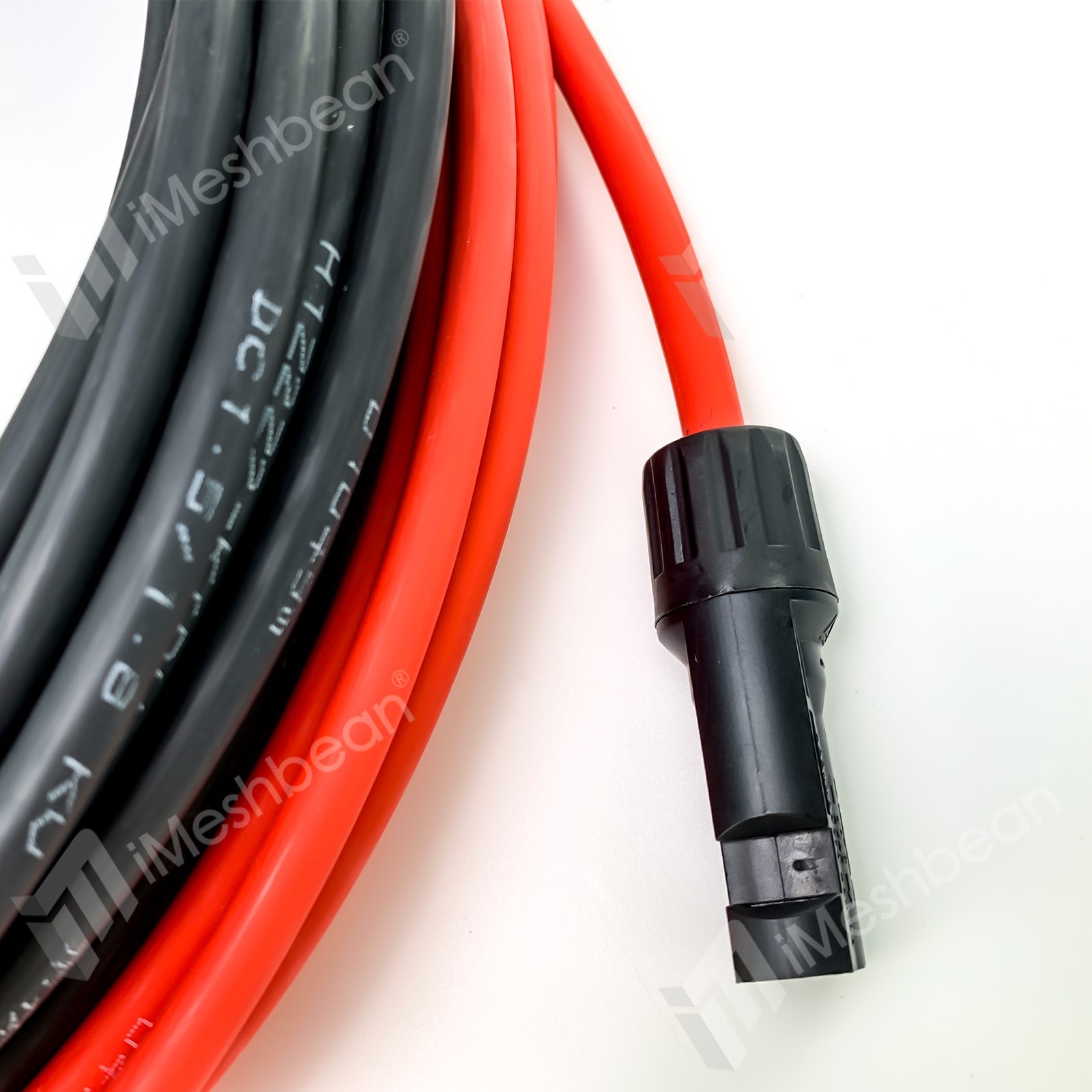 50ft Black+Red 10AWG Solar Panel Extension Cable Flexible PV Wire w/ Connectors