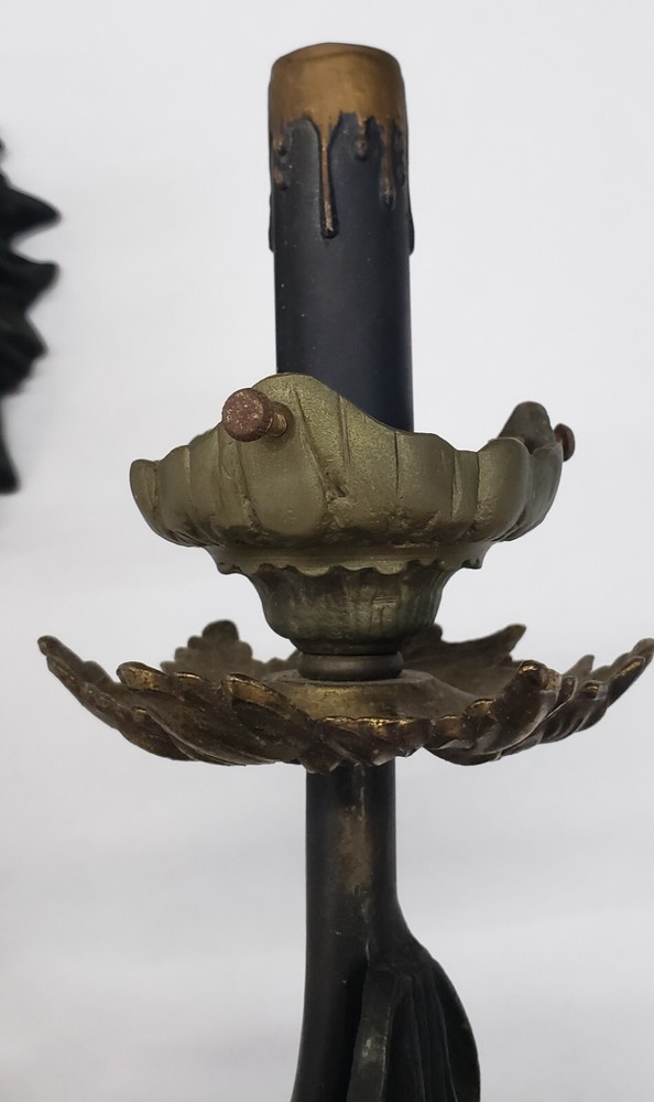 Unique 2 Light Cast Brass Lion's Head Wall Sconce