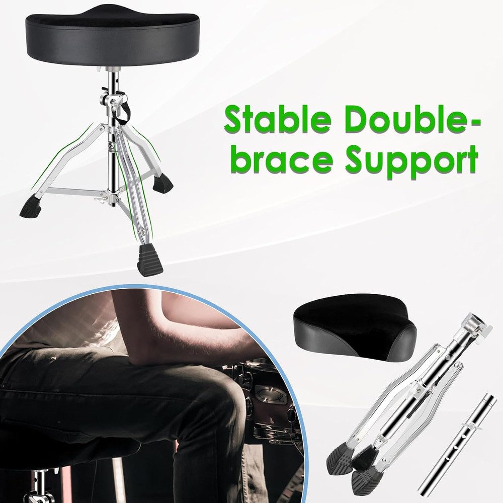 Drum Throne Drum Seat Height Adjustable,Padded Drum Stools Motorcycle Style Drum