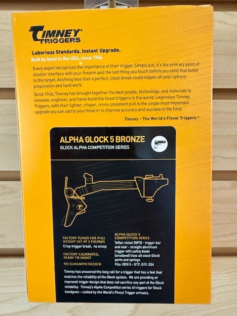 Timney Competition Trigger 3lb Pull BRONZE Alpha Glock 17 19 22 23 34 45 Gen 5