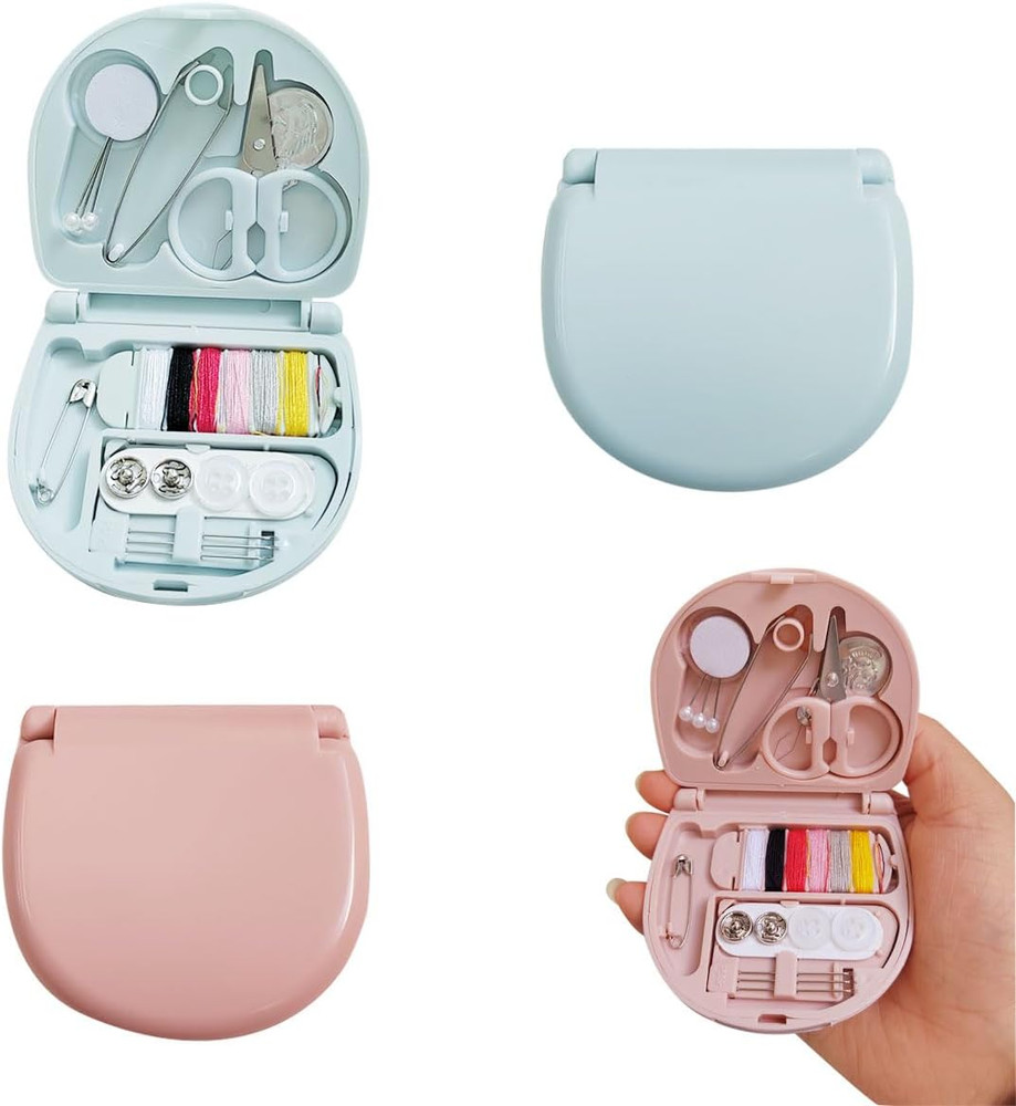 2 Pack Mini Travel Sewing Kit - Portable Heart-Shaped Box