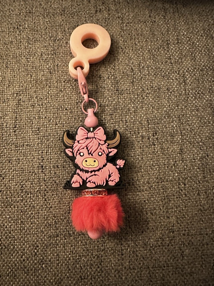 Stanley Cup Pink Cow Straw Charm (handmade)