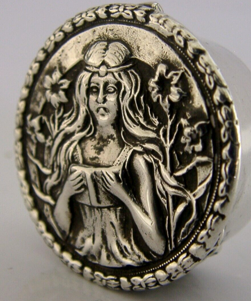 PRETTY ENGLISH SOLID STERLING SILVER BOX 1986 ART NOUVEAU STYLE