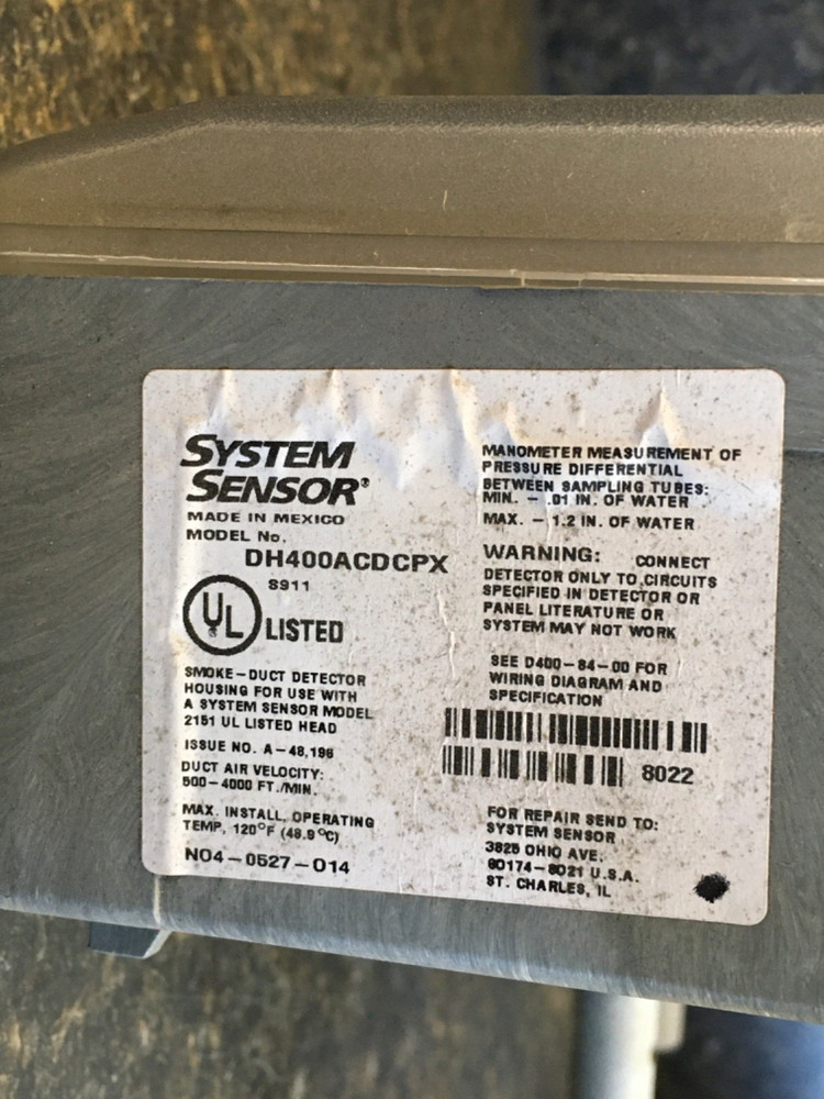 System Sensor DH400ACDCPX Smoke Duct Detector (KB)