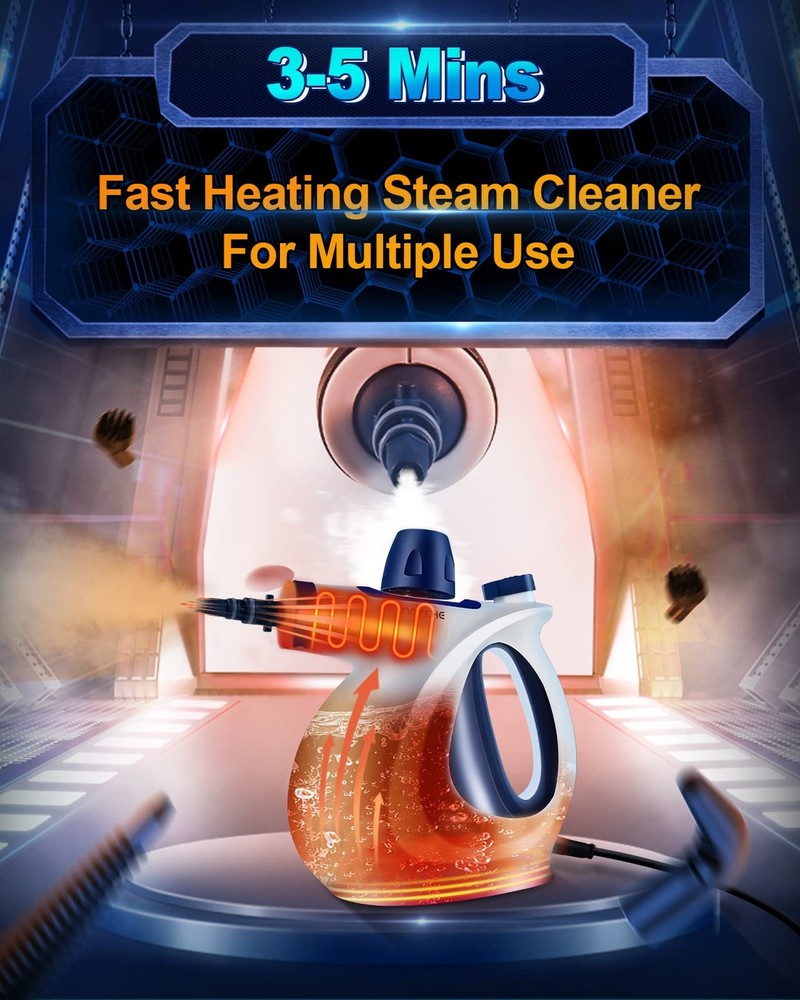 Handheld Pressurized Steam Cleaner with 11-Piece Accessory Set, Multi-Surface...