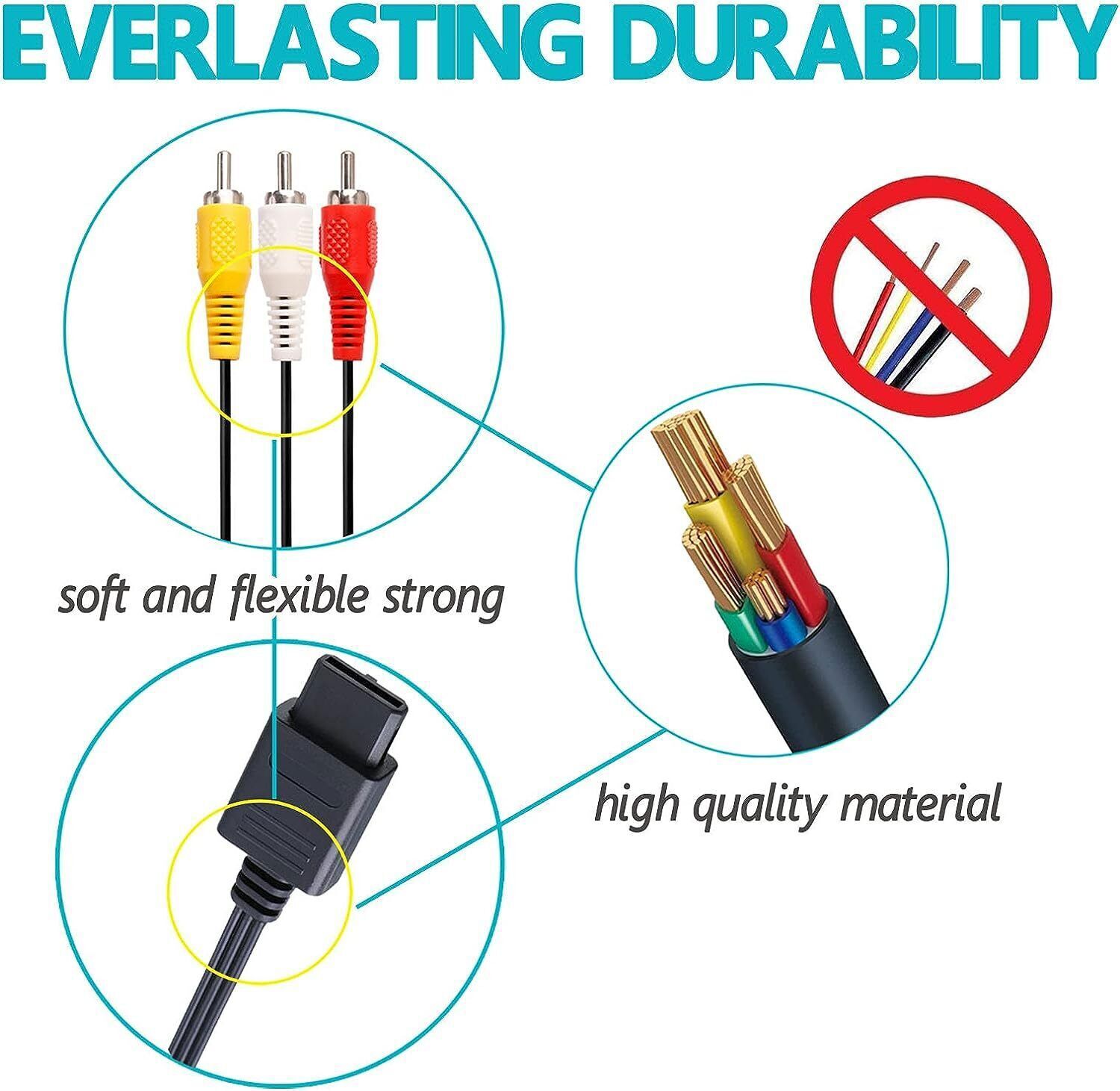 N64 SNES Gamecube RCA AV TV Audio Video Stereo Cable Cord For Nintendo 64 LOT