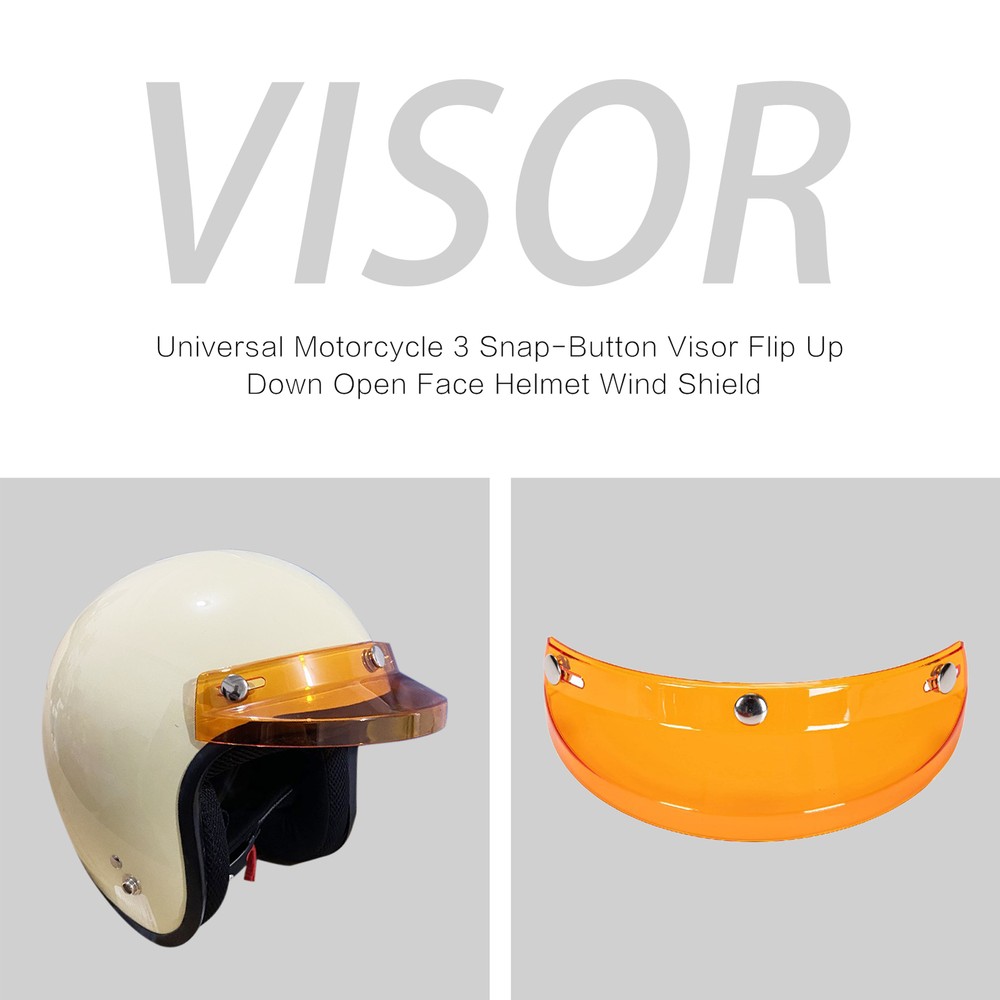 Universal Motorcycle 3 Snap-Button Visor Flip Down Open Face Wind J4I2